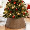 31" Christmas Tree Collar, Hand-Woven Christmas Tree Skirt Base Cover for 7.5 ft Tree 9ft Tree- Xmas Tree Stand Cover for Artificial Trees Christmas Decoration, Holiday Tree Ring for Home Dcor (31 inch-Brown)