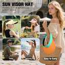 Sun Visor for Women Wide Brim Summer UPF50+ UV Protection Seamless Sun Hats Foldable Beach Cap (One Size, Beige)