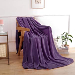 Fleece Throw Blanket for Couch, Luxury Plush Cozy Fuzzy Blankets Microfiber, Super Soft, Warm, Lightweight, Sofa, Travel, Camping, All Seasons Suitable, 50x60 Inches (Purple)