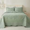 Cmfshape King Bedspread 106"x96",3 Piece King Quilt with 2 Shams,Lightweight Sage Green Quilt Set for All Season,Modern Coin Pattern Bedding Set