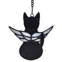 FLUFFYCAPTAIN Handcrafted Stained Glass Black Angel Cat Suncatcher - Pet Memorial Gift with Colorful Wings, Cat Lovers Sympathy Gift, Home Window Decor
