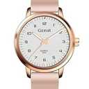 RUYEOOK Fashion Quartz Wrist Watch, Waterproof Analog Display, Rubber Silicone Bands, Easy Read Dial, Casual Sport Style Minimalist Watch for Women Ladies Teachers Students (W681-pink)