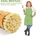Bamboo Dish Scrub Brushes,Kitchen Wooden Cleaning Scrubbers Set for Washing Cast Iron Pan/Pot, Natural Sisal Bristles, Set of 3