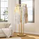 HKaikzo 360° Gold Rotating Coat Rack, Heavy Duty Metal Garment Rack Height-adjustable, Suitable for Both Adults and Children, Freestanding Clothing Rack for Hanging Clothes, for Bedroom, Retail Store