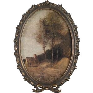 NIKKY HOME Vintage Photo Frame 4x5, Antique Oval Picture Frames, Bronze Gold Decorative Photo Frame with Stand and Glass Front for Tabletop Photos Display Gift Ideas (3.5x5", Tree)