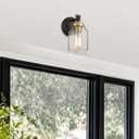 zeyu 1-Light Bathroom Sconces Wall Lighting, Modern Vanity Wall Lamp, Black and Gold Finish with Clear Glass Shade, ZG33B BK+BG