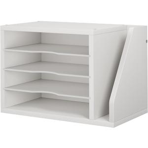 Creso hom Mail Sorter, File Organizer Desktop, Wood Desk Organizer with 3 Adjustable Shelves, Mail Holder for Office, Home, Letter Sorter File Holders for Envelopes, Mail Supplies Magazines, White