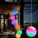 Remon Solar Wind Chimes Color-Changing Led Light Solar Powered Mobile Hanging Chimes Crystal Ball Waterproof Wind Chimes Lights Gifts for Mom Grandma Teacher, Patio, Outdoor, Yard, Garden Decoration