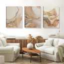 Framed 3Pcs Neutral Abstract Canvas Prints Wall Art 16x24 inches, 16x24Framed