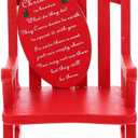 Red Miniature Rocking Chair, 3.34 Inch Small Wooden Ornaments Dollhouse Furniture Vintage Home Decor Christmas Decoration