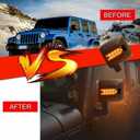 LED Side Mirror with Amber Sequential Turn Signal Lights and White Daytime Running Lights Fit for Jeep Wrangler JK JKU 2007-2018 (1 Pair)