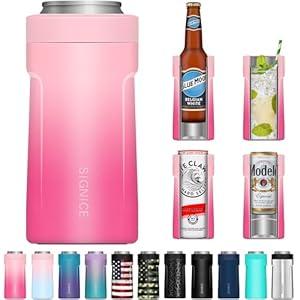 Universal Can Cooler - Signice 3 in 1 Insulated 12 oz Beer Can Insulator Stainless Steel Metal Holder for 12oz Slim Skinny Tall Standard Cans Bottle Hard Seltzer Soda Energy Drinks (Sakura)