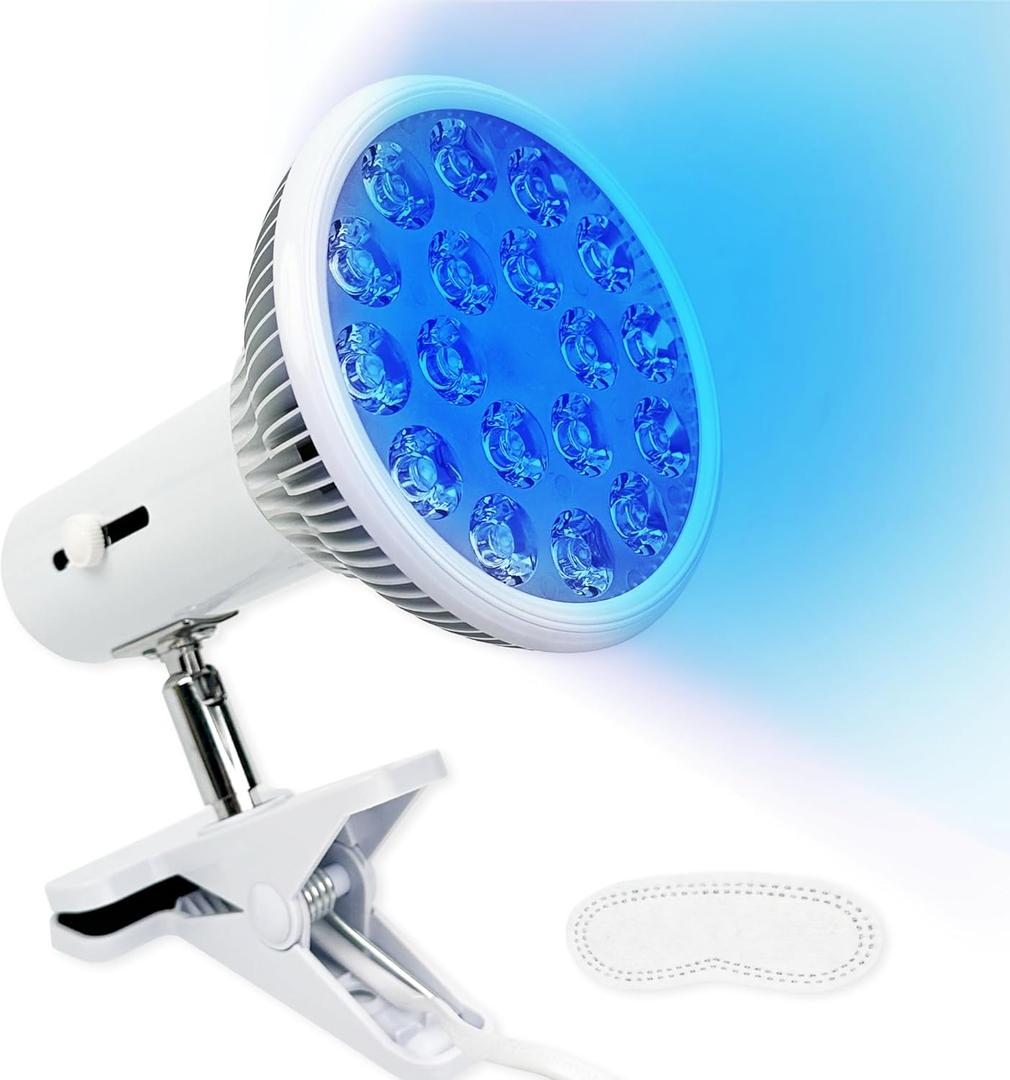 Jaundice Light Therapy Newborn, Bilirubin Light Lamp for Jaundice Baby, Neonatal Baby Jaundice Treat Blue Ray Light, Portable Infant Bilirubin Light with 18 Led Light, Biliblanket Light with Eye Mask (White)