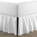 SKY BEDDINGS - King Size Ruffled Bed Skirt with Split Corners - 21 Inch Drop Dust Ruffle Bed Skirt with Platform Three Sided Coverage - 100% Microfiber, White