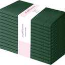 PurpleEssences Set of 12 Hemstitch Cloth Dinner Napkins 100% Cotton - Soft Durable Washable - Ideal for Wedding Christmas Holiday Winter - Perfect Everyday Use Table Linen 18x18 - Green
