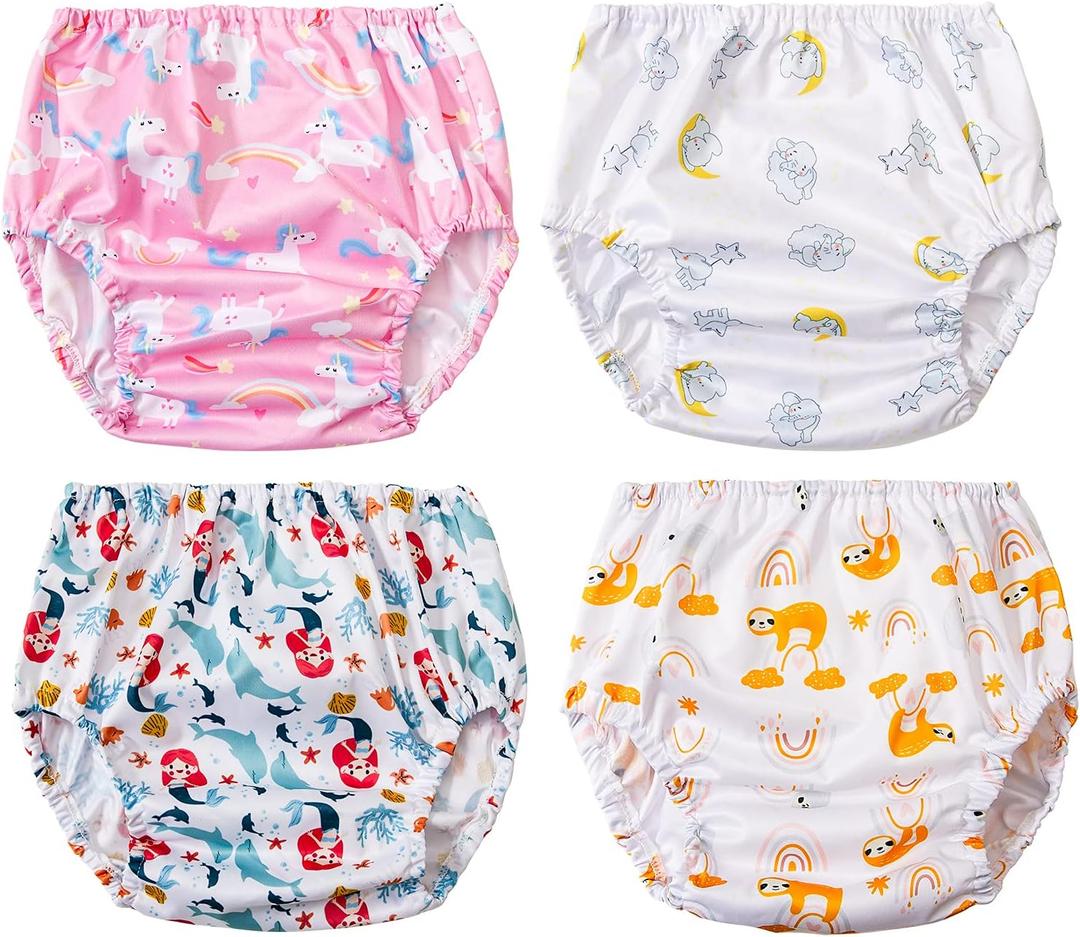 Waterproof Diaper Covers for Girls Good Elastic Rubber Swim Diaper Cover for Toddler Girl Underwear & Swimming Diapers Size 5t (5T (4 Count))
