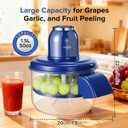 JOYHILL Electric Grape Peeling Machine, Automatic Fruit and Garlic Peeler for Grape Tomato Cherry, 50W Motor with Stainless Steel Blades, Rechargeable Cordless Kitchen Peeling Tool (Blue-1PC)