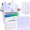 Winlyn Blank White Cards and Envelopes 100 Pack, 5 x 7 Folded Greeting Cards and A7 Invitation Envelopes 5 1/4 x 7 1/4 Self Seal 95lb for Weddings Shower Graduation Business Announcements Mailing
