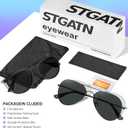 STGATN 2 Packs Round & Aviator Polarized Sunglasses for Women Men UV400 Protection (B. Round Matte Black/Grey + Aviator Black/Grey)
