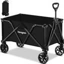 Collapsible Folding Wagon Heavy Duty,Foldable Utility Cart with Wheels,Large Capacity,for Grocery Outdoor Camping Beach Gardening Shopping Fishing Black