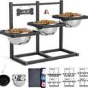 Elevated Dog Bowls for Large Dogs, 6 Height Adjustable Raised Stand with Mat, Slow Feeding Bowl and Three 1700ML Bowls, for Large Breed and Multi-Pet Households
