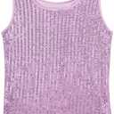 Noomelfish Girls Sequin Tank Tops Sparkly Glitter Dance Sleeveless Shirt (5-12 Years) (Light Purple)
