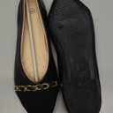 BABUDOG Women's Black Flats Shoes,White Dress Shoes for Women,Crimping Faux Suede Ballet Flats Comfortable, US 7.5