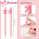 Sayglossy 20 Pcs Bow Pens Coquette Pink White Black Blue Retractable Writing Pen Bulk Birthday Bow Party Favor for Baby Shower Bridal Shower Spring Wedding Tea Party Office School Supplies(Pink)