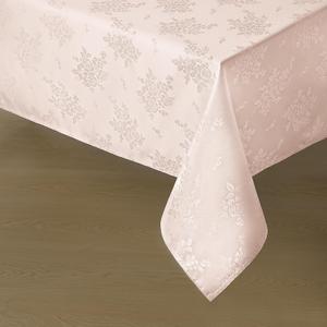 Romanstile Jacquard Rectangle Tablecloth, Waterproof Elegant Damask Rose Floral Pattern Table Cloth, Washable Decorative Polyester Table Cover for Kitchen/Dining/Parties - Pink, 52 x 70 Inch