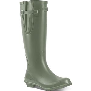 Women's Tall Knee High Rain Boots - Waterproof Natural Rubber Wellies, Adjustable 17" Wide Calf, Anti-Slip Sole & Arch Support for Rain, Mud & Garden (6, Olive Green)