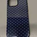 Trendy Cute Hybrid 2 Layer Navy Blue Polka Dot Phone Case for iPhone 16 Pro Max,Navy