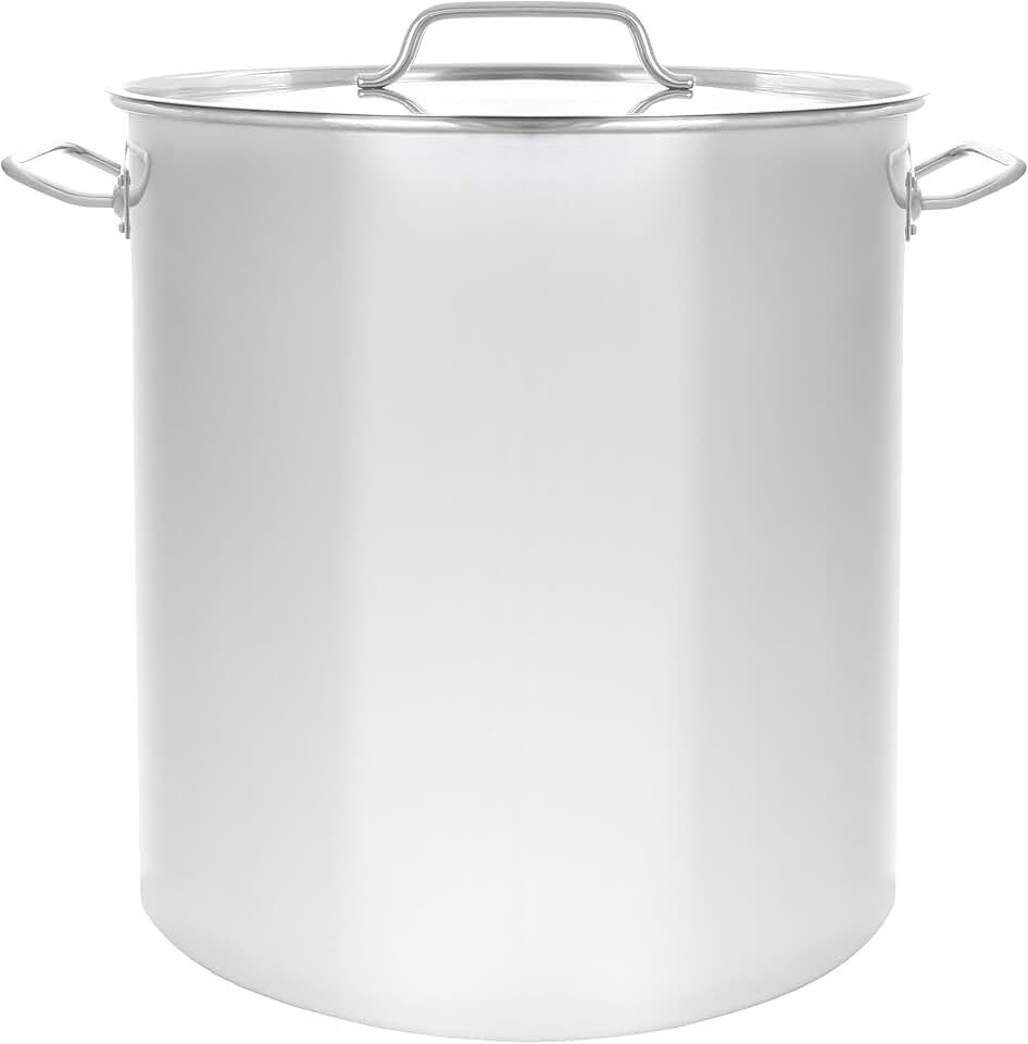 Concord Polished Stainless Steel Stock Pot Brewing Beer Kettle Mash Tun w/Flat Lid (30 QT)