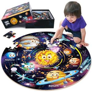 SYNARRY Solar System Floor Puzzles for Kids Ages 4-8, Large 70 Piece Jigsaw Puzzles for Kids Ages 4-6, Space Planet Astronaut Toys Puzzles, Easter Basket Stuffers Valentine's Day Gifts for Kids Age 3-8