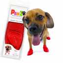 PawZ Rubber Dog Boots for Small Paws - All-Weather Waterproof Dog Shoes, Anti-Slip Traction for Rain, Snow, Mud & Hot Pavement - Pull-On Dog Booties, Red - Small (2"-2.5") - Pack of 12