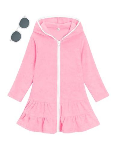 LUCKYGAL Girls Swim Cover Up Kids Swimsuit Coverup Pink Long Sleeve Zip-Up Beach Pool Clothes, Size 6 LUCKYGAL Girls Swim Cover Up Kids Swimsuit Coverup Pink Long Sleeve Zip-Up Beach Pool Clothes, Size 6