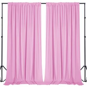 Sugargirl 10x10FT Pink Backdrop Curtains Polyester Photo Backdrop Drapes Curtains 2 Panels with Rod Pockets for Party Birthday Wedding Photography Home Decoration