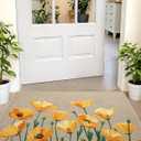 LUMI Spring Floral Door Mat, Low Profile Thin Mesh Doormats, Dirt Trapper Stain Resistant Welcome Mats, Waterproof Outside Mat for Home Decor, 32"x47", Beige