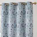 HLC.ME Paris Paisley Decorative Pattern Print Damask Pattern Light Reducing Grommet Window Curtain Panels for Bedroom - Set of 2 (50 W x 84 L Long, Blue)
