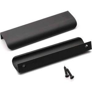goldenwarm 10 Pack Black Cabinet Handles 5 Inch Finger Pulls for Cabinets Black Edge Pulls for Dresser Drawers Modern Kitchen Hardware, Aluminum Alloy (Hole Center:128mm(5in))
