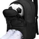 Goloni Soccer Backpack,Soccer Bag with Ball Holder & Shoe Compartment,Large Sports Bag for Basketball, Volleyball,Football (Black)