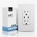 MOES 65W GaN Power Delivery USB C Wall Outlet 15 Amp, Ultra Speed Type C Receptacle, PD USB C Ports, Tamper Resistant, Screwless Wall Plate Included, ETL Listed, Matte White, 1 Pack