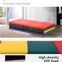 Exercise Mat 2'x6'/4'x8'/4'x10' Gymnastics Mat Folding Gymnastics Tumbling Mats 1.6"-2" Thick PU Leather Yoga Mat Portable With Carrying Handles for home Workout outdoor Yoga Pilates