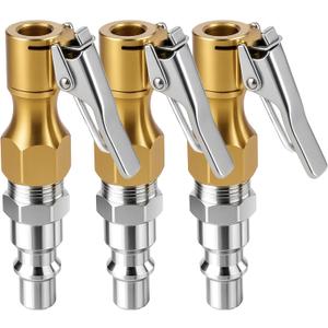 Air Chucks for Tires, 6 Pack Sturdy & Durable Locking Air Chuck with Easy Lock-on Clip, Heavy Duty Solid Brass, 1/4" Female NPT Threads, Universal Connect for Tire Inflator, Gauge, Compressor