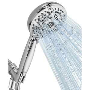 6-Setting Shower Head with Handheld, JDO High Pressure Hand held Shower Head, 4.7 Inch Chrome Detachable Showerhead Set with 59 Inch Stainless Steel Hose and Adjustable Showerhead Holder