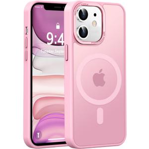 Newfuture Designed for iPhone 11 Case with Strong Magnetic [13 FT Military Drop Protection] [Compatible with Magsafe] Slim Translucent Matte Shockproof with Anti-Fingerprint Phone Case, Chalk Pink