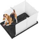MEEXPAWS Dog Pee Pad Holder Large with Dog Litter Box Enclosure Splash Guard, Foldable Liner Base 33'' x 23'', Indoor Potty, DIY Cat Litter Box Enclosure, Litter Box with High Walls (Large, 28L  21.5W x 18H inch)