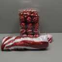 Shappy 38 Pcs Christmas Tree Ornaments Sets, Candy Cane Red White Stripes Xmas Tree Hanging Decorations, Plastic Xmas Ball Variety Shapes with Ribbon New Year Holiday Party Supplies (Cute,31.5'')