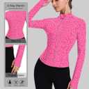 ZHENWEI Workout Jackets for Women Full Zip Up Cropped Athletic Long Sleeve Lightweight Slim Fit Running Tops with Pockets (Pink, XL)