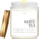 White Tea Candles for Home Scented, Natural Soy Wax Aromatherapy Non Toxic Scented Candle, Handmade Highly Scented & Long Lasting Jar Candle for Stress Relief, Relaxation, Holiday Gifts (9oz)