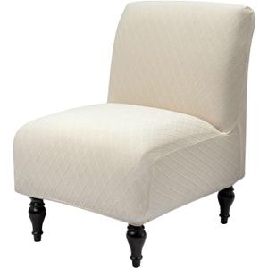 Iauddy Armless Accent Slipper Chair Cover Slipcover,Stretch Spandex Removable Jacquard Non-Slip Silp Cover for Accent Chair Without Arms Furniture Protector for Living Dining Room